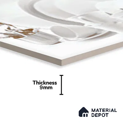 White Highlighter Wall Tile TL 06719 C Lustra 2 ft x 1 ft Ceramic Glossy Finish - 9 mm | Suitable For Kitchen & Dining Area