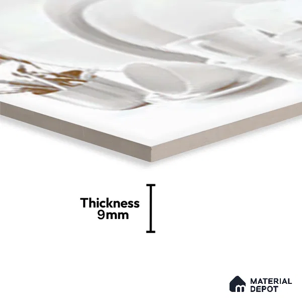 White Highlighter Wall Tile TL 06719 C Lustra 2 ft x 1 ft Ceramic Glossy Finish - 9 mm | Suitable For Kitchen & Dining Area