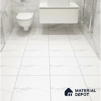 White Marble Floor Tile TL 06719 E Lustra 3016 F 1 ft x 1 ft Ceramic Carving Matte Finish - 9 mm |  | Suitable for Living Room, Bedroom, Bathroom