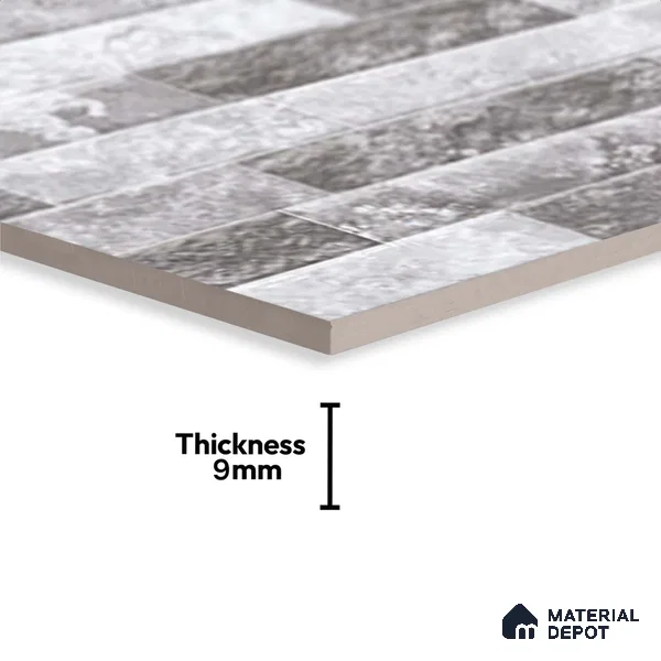 Grey Stacked Stone Wall Tile TL 06721 B Lustra Stormstone Grey 2 ft x 1 ft Ceramic Carving Satin Finish - 9 mm | | Suitable for Living Room, Bedroom, Bathroom