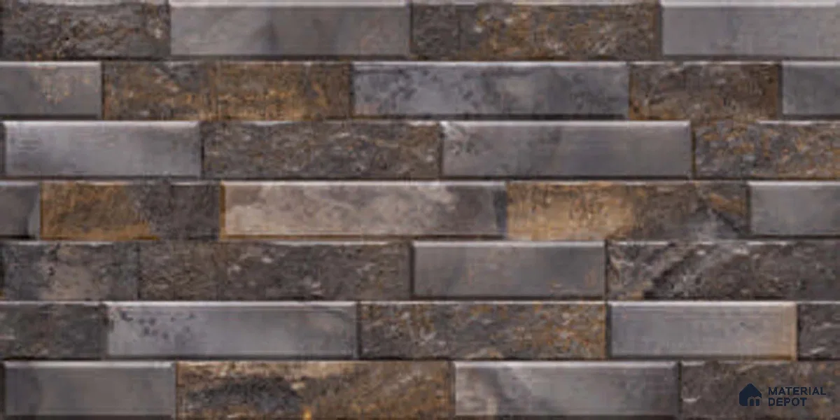 Grey Stacked Stone Wall Tile TL 06721 C Lustra Shimmering Cliff 2 ft x 1 ft Ceramic Carving Satin Finish - 9 mm | | Suitable for Living Room, Bedroom, Bathroom