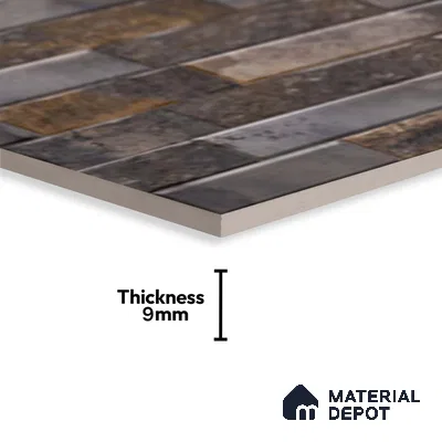 Grey Stacked Stone Wall Tile TL 06721 C Lustra Shimmering Cliff 2 ft x 1 ft Ceramic Carving Satin Finish - 9 mm |  | Suitable for Living Room, Bedroom, Bathroom