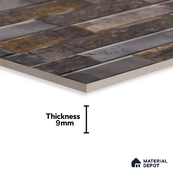 Grey Stacked Stone Wall Tile TL 06721 C Lustra Shimmering Cliff 2 ft x 1 ft Ceramic Carving Satin Finish - 9 mm | | Suitable for Living Room, Bedroom, Bathroom