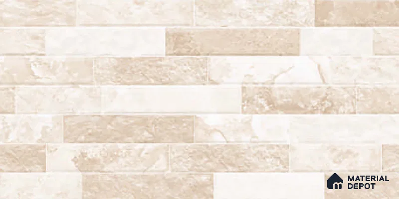 Beige Stacked Stone Wall Tile TL 06721 Lustra Canyon Sandstone 2 ft x 1 ft Ceramic Carving Satin Finish - 9 mm |  | Suitable for Living Room, Bedroom, Bathroom
