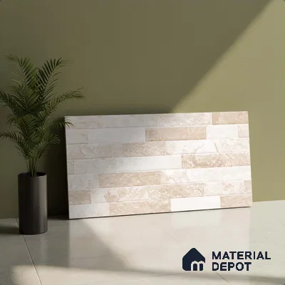 Beige Stacked Stone Wall Tile TL 06721 Lustra Canyon Sandstone 2 ft x 1 ft Ceramic Carving Satin Finish - 9 mm |  | Suitable for Living Room, Bedroom, Bathroom