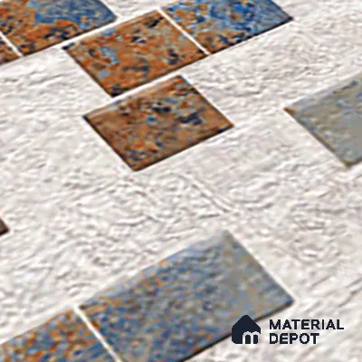 Multi Colour Stacked Stone Wall Tile TL 06722 B Lustra Embered Summit 2 ft x 1 ft Ceramic Carving Satin Finish - 9 mm |  | Suitable for Living Room, Bedroom, Bathroom