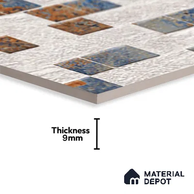Multi Colour Stacked Stone Wall Tile TL 06722 B Lustra Embered Summit 2 ft x 1 ft Ceramic Carving Satin Finish - 9 mm |  | Suitable for Living Room, Bedroom, Bathroom