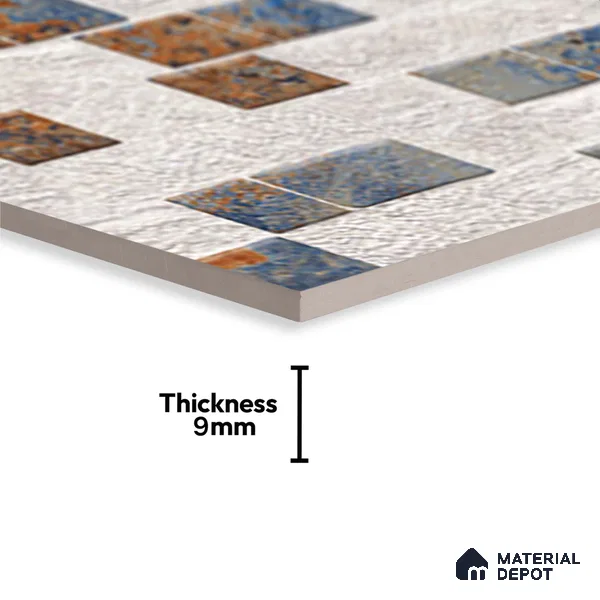 Multi Colour Stacked Stone Wall Tile TL 06722 B Lustra Embered Summit 2 ft x 1 ft Ceramic Carving Satin Finish - 9 mm | | Suitable for Living Room, Bedroom, Bathroom