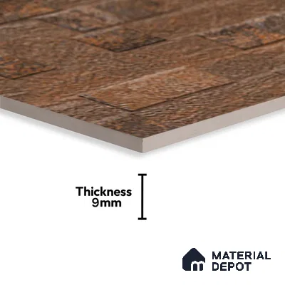 Brown Stacked Stone Wall Tile TL 06722 C Lustra Coppered Peaks 2 ft x 1 ft Ceramic Carving Satin Finish - 9 mm |  | Suitable for Living Room, Bedroom, Bathroom