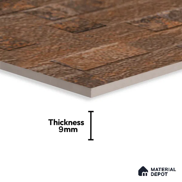 Brown Stacked Stone Wall Tile TL 06722 C Lustra Coppered Peaks 2 ft x 1 ft Ceramic Carving Satin Finish - 9 mm | | Suitable for Living Room, Bedroom, Bathroom