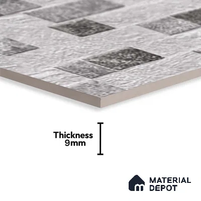Grey Stacked Stone Wall Tile TL 06722 D Lustra Ashen Heights 2 ft x 1 ft Ceramic Carving Satin Finish - 9 mm |  | Suitable for Living Room, Bedroom, Bathroom