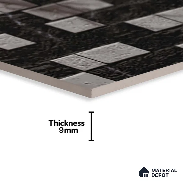 Grey Stacked Stone Wall Tile TL 06722 E Lustra Smoked Glacier 2 ft x 1 ft Ceramic Carving Satin Finish - 9 mm | | Suitable for Living Room, Bedroom, Bathroom