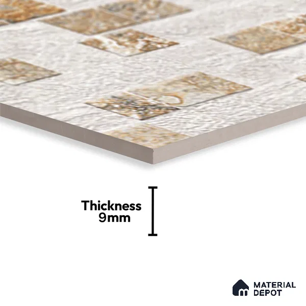 Cream Stacked Stone Wall Tile TL 06722 Lustra Alpine Serenity 2 ft x 1 ft Ceramic Carving Satin Finish - 9 mm |  | Suitable for Living Room, Bedroom, Bathroom