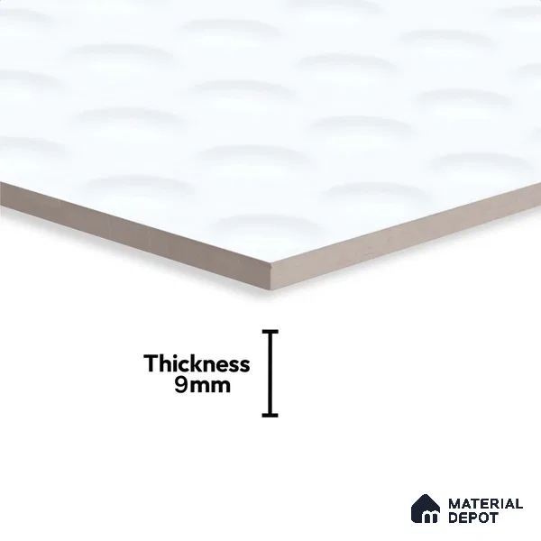 Pebbles Wall Tile TL 06723 Lustra Celestial White 2 ft x 1 ft Ceramic Glossy Finish - 9 mm | Suitable For Kitchen Backsplash, Bathroom & Basin Accent