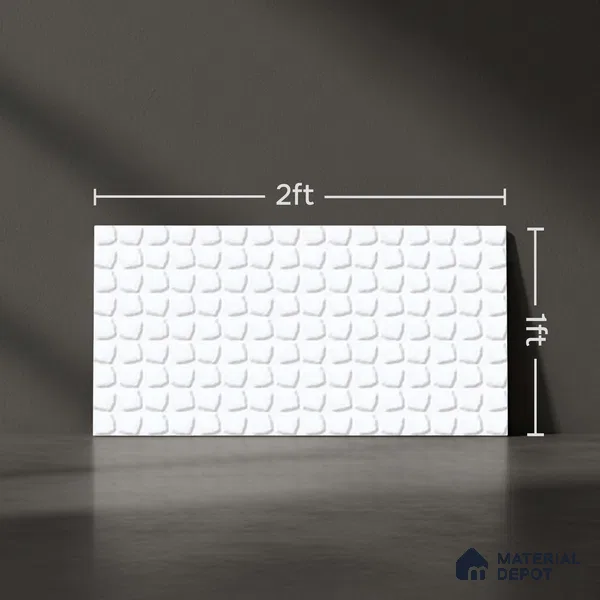 Punch Wall Tile TL 06724 Lustra Prismatic White 2 ft x 1 ft Ceramic Glossy Finish - 9 mm | Suitable For Kitchen & Bathroom