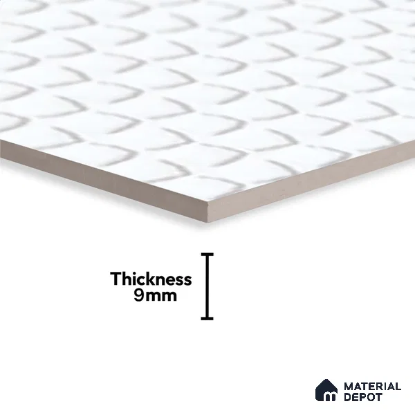 Punch Wall Tile TL 06724 Lustra Prismatic White 2 ft x 1 ft Ceramic Glossy Finish - 9 mm | Suitable For Kitchen & Bathroom