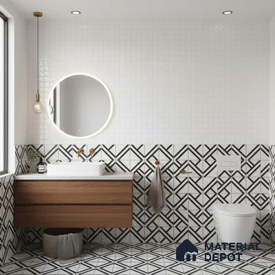 Highlighter Wall Tile TL 06724 Lustra Prismatic White 2 ft x 1 ft Ceramic Glossy Finish - 9 mm | Suitable for Living Room, Bedroom, Bathroom