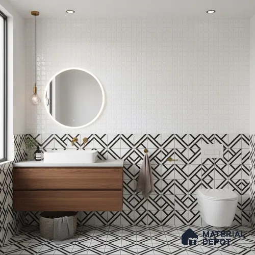 Highlighter Wall Tile TL 06724 Lustra Prismatic White 2 ft x 1 ft Ceramic Glossy Finish - 9 mm | Suitable for Living Room, Bedroom, Bathroom