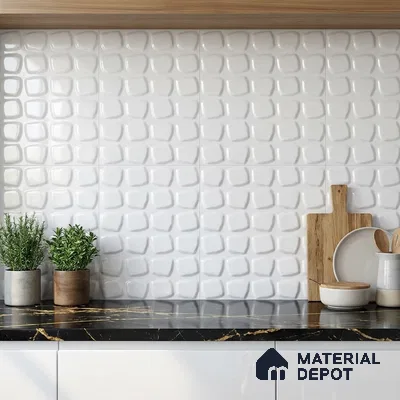 Highlighter Wall Tile TL 06724 Lustra Prismatic White 2 ft x 1 ft Ceramic Glossy Finish - 9 mm | Suitable for Living Room, Bedroom, Bathroom