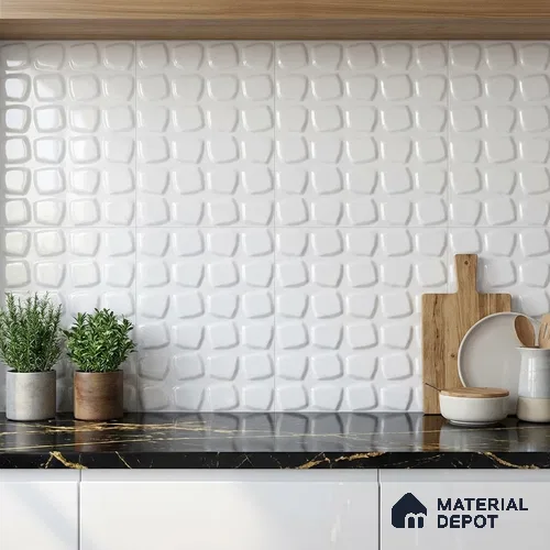 Punch Wall Tile TL 06724 Lustra Prismatic White 2 ft x 1 ft Ceramic Glossy Finish - 9 mm | Suitable For Kitchen & Bathroom