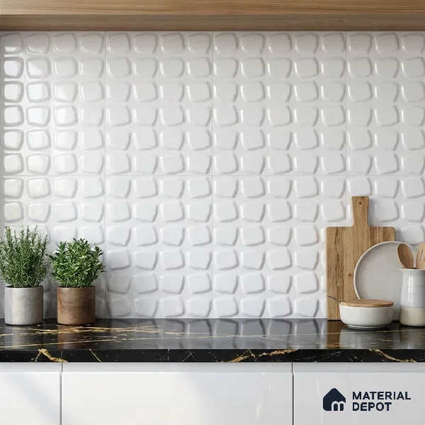 Highlighter Wall Tile TL 06724 Lustra Prismatic White 2 ft x 1 ft Ceramic Glossy Finish - 9 mm | Suitable for Living Room, Bedroom, Bathroom