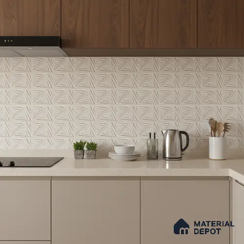 Cream Highlighter Wall Tile TL 06725 B Lustra Mirage Embellish 2 ft x 1 ft Ceramic Carving Satin Finish - 9 mm |  | Suitable for Living Room, Bedroom, Bathroom