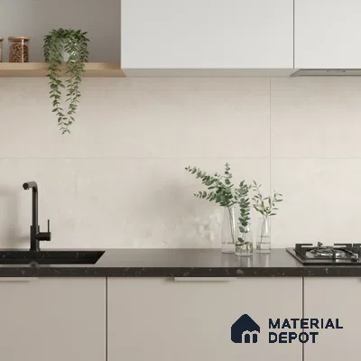 Cream Stone Wall Tile TL 06725 Lustra Golden Mirage 2 ft x 1 ft Ceramic Carving Satin Finish - 9 mm |  | Suitable for Living Room, Bedroom, Bathroom (Sample)