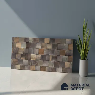 Brown Stacked Stone Wall Tile TL 06726 Lustra Luminous Nectar 2 ft x 1 ft Ceramic Carving Matte Finish - 9 mm |  | Suitable for Living Room, Bedroom, Bathroom