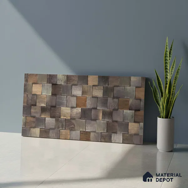 Brown Stacked Stone Wall Tile TL 06726 Lustra Luminous Nectar 2 ft x 1 ft Ceramic Carving Matte Finish - 9 mm | | Suitable for Living Room, Bedroom, Bathroom