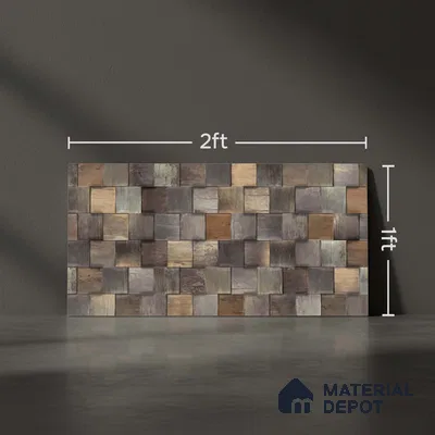 Brown Stacked Stone Wall Tile TL 06726 Lustra Luminous Nectar 2 ft x 1 ft Ceramic Carving Matte Finish - 9 mm |  | Suitable for Living Room, Bedroom, Bathroom
