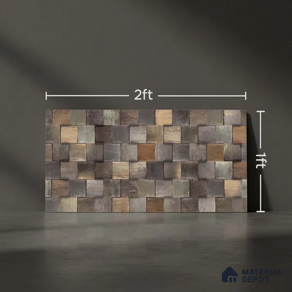 Brown Stacked Stone Wall Tile TL 06726 Lustra Luminous Nectar 2 ft x 1 ft Ceramic Carving Matte Finish - 9 mm | | Suitable for Living Room, Bedroom, Bathroom