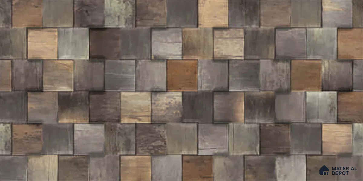 Brown Stacked Stone Wall Tile TL 06726 Lustra Luminous Nectar 2 ft x 1 ft Ceramic Carving Matte Finish - 9 mm | | Suitable for Living Room, Bedroom, Bathroom