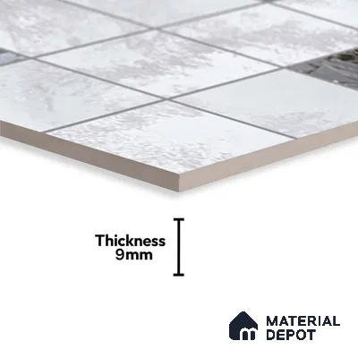 Grey Highlighter Wall Tile TL 06727 Lustra Floral Nimbus 2 ft x 1 ft Ceramic Carving Satin Finish - 9 mm | Suitable For Kitchen, Bathroom, Balcony & Accent/Feature Wall