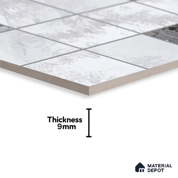 Grey Highlighter Wall Tile TL 06727 Lustra Floral Nimbus 2 ft x 1 ft Ceramic Carving Satin Finish - 9 mm | Suitable For Kitchen, Bathroom, Balcony & Accent/Feature Wall