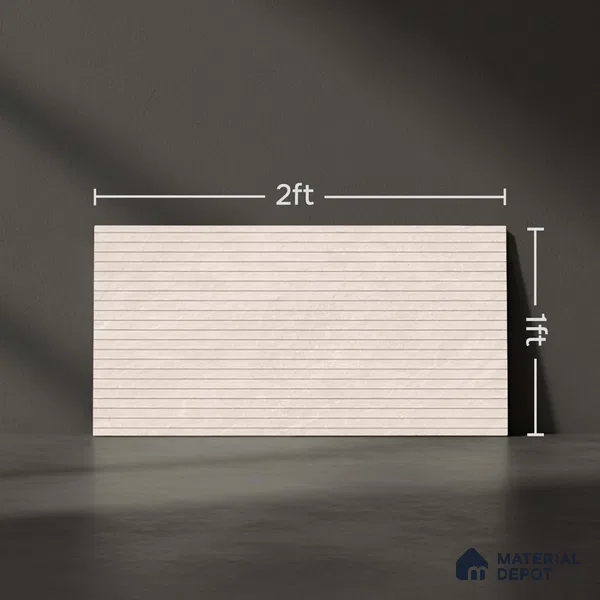 Cream Stone Wall Tile TL 06728 B Lustra Verona Embellish 2 ft x 1 ft Ceramic Carving Satin Finish - 9 mm | | Suitable for Living Room, Bedroom, Bathroom