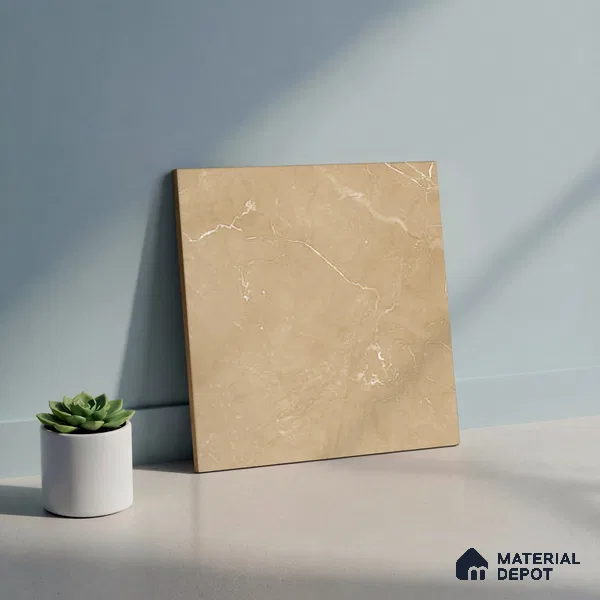 Brown Marble Floor Tile TL 06730 Lustra Nomad Sandstone 12 Inch x 12 Inch Ceramic Carving Matte Finish - 9 mm | | Suitable for Living Room, Bedroom, Bathroom