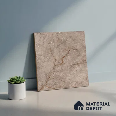 Brown Marble Floor Tile TL 06731 B Lustra Rapture Stonewalk 12 Inch x 12 Inch Ceramic Carving Matte Finish - 9 mm |  | Suitable for Living Room, Bedroom, Bathroom