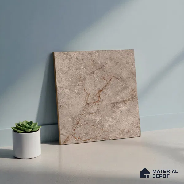 Brown Marble Floor Tile TL 06731 B Lustra Rapture Stonewalk 12 Inch x 12 Inch Ceramic Carving Matte Finish - 9 mm | | Suitable for Living Room, Bedroom, Bathroom