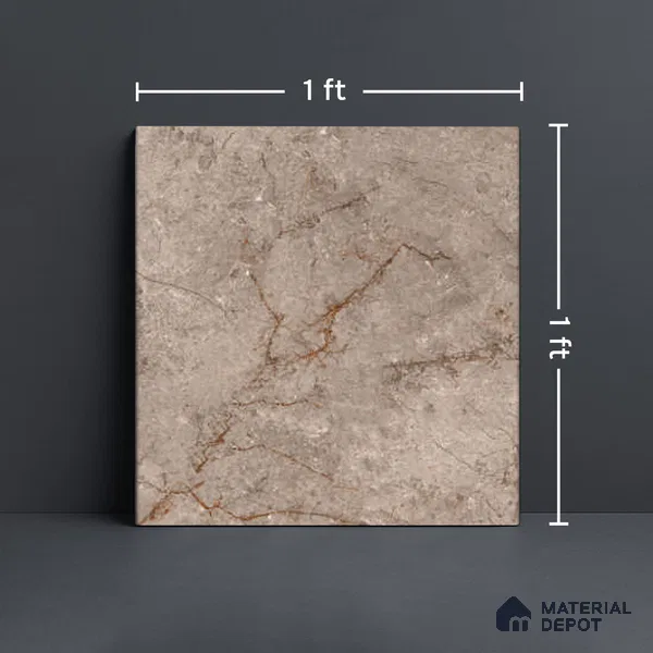 Brown Marble Floor Tile TL 06731 B Lustra Rapture Stonewalk 12 Inch x 12 Inch Ceramic Carving Matte Finish - 9 mm | | Suitable for Living Room, Bedroom, Bathroom