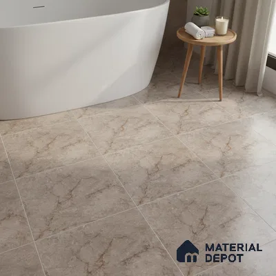 Brown Marble Floor Tile TL 06731 B Lustra Rapture Stonewalk 12 Inch x 12 Inch Ceramic Carving Matte Finish - 9 mm |  | Suitable for Living Room, Bedroom, Bathroom
