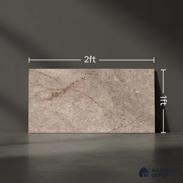 Brown Marble Wall Tile TL 06731 Lustra Rapture Stone 2 ft x 1 ft Ceramic Carving Satin Finish - 9 mm | | Suitable for Living Room, Bedroom, Bathroom