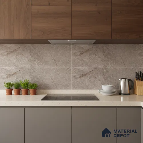Brown Marble Wall Tile TL 06731 Lustra Rapture Stone 2 ft x 1 ft Ceramic Carving Satin Finish - 9 mm |  | Suitable for Living Room, Bedroom, Bathroom