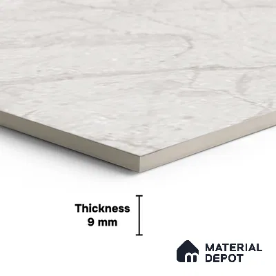 Marble Carrara Floor Tile TL 06732 Off-White 1 ft x 1 ft Matte Finish Ceramic Tile - 9 mm | Suitable For Kitchen, Bathroom, Balcony