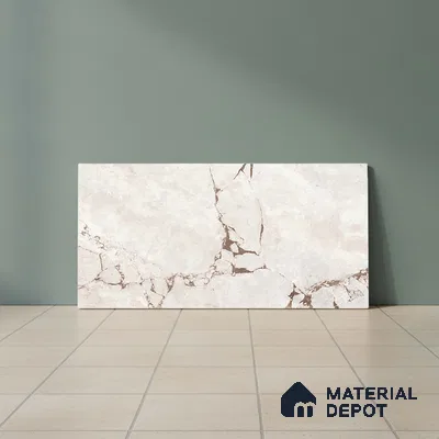 Cream Marble Wall Tile TL 06733 Lustra Amalfi Cream 2 ft x 1 ft Ceramic Carving Satin Finish - 9 mm |  | Suitable for Living Room, Bedroom, Bathroom