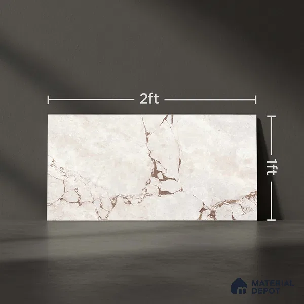 Cream Marble Wall Tile TL 06733 Lustra Amalfi Cream 2 ft x 1 ft Ceramic Carving Satin Finish - 9 mm |  | Suitable for Living Room, Bedroom, Bathroom