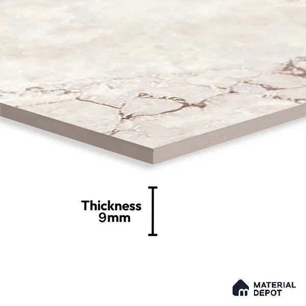 Cream Marble Wall Tile TL 06733 Lustra Amalfi Cream 2 ft x 1 ft Ceramic Carving Satin Finish - 9 mm |  | Suitable for Living Room, Bedroom, Bathroom