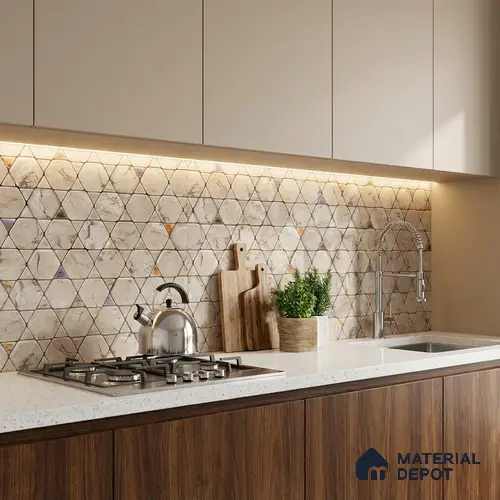 Patterned Wall Tile TL 06734 B Lustra Tuscan Carve 2 ft x 1 ft Ceramic Carving Satin Finish - 9 mm | Suitable for Living Room, Bedroom, Bathroom