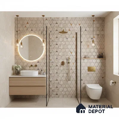 Patterned Wall Tile TL 06734 B Lustra Tuscan Carve 2 ft x 1 ft Ceramic Carving Satin Finish - 9 mm | Suitable for Living Room, Bedroom, Bathroom