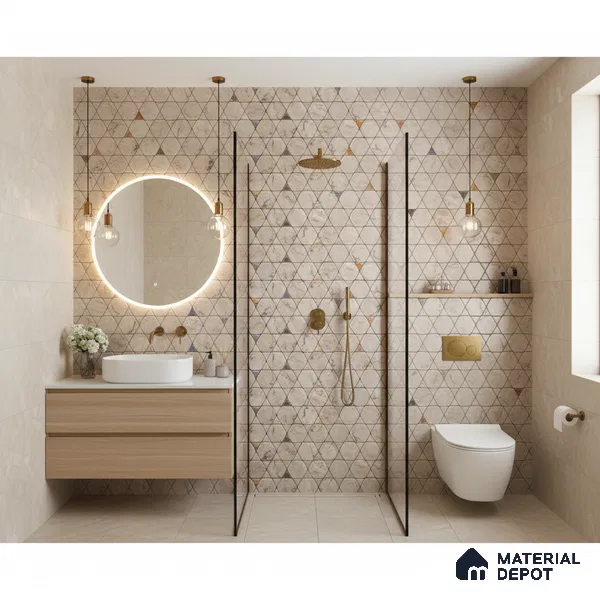 Patterned Wall Tile TL 06734 B Lustra Tuscan Carve 2 ft x 1 ft Ceramic Carving Satin Finish - 9 mm | Suitable for Living Room, Bedroom, Bathroom