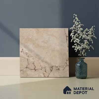 Brown Marble Floor Tile TL 06734 C Lustra Tuscan Walnutwalk 12 Inch x 12 Inch Ceramic Carving Matte Finish - 9 mm |  | Suitable for Living Room, Bedroom, Bathroom
